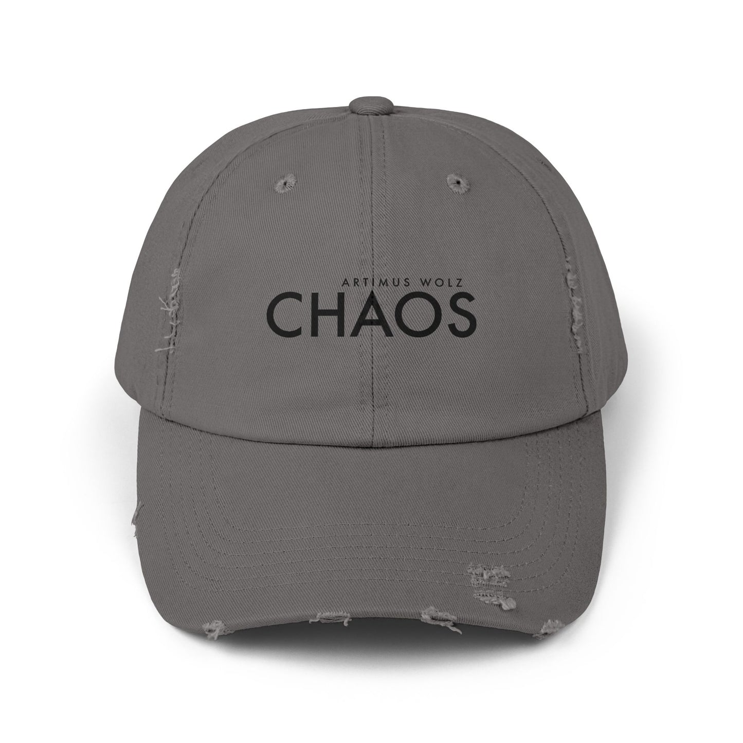 Artimus Wolz Chaos Unisex Distressed Cap (Black Font)