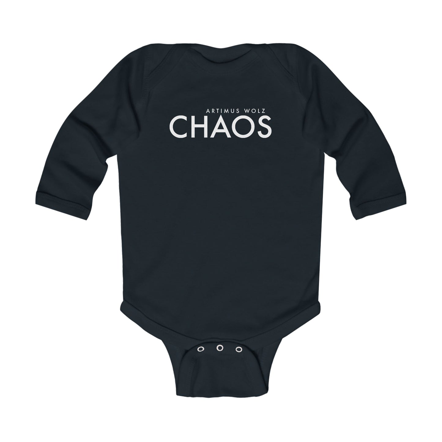 Artimus Wolz Chaos Infant Long Sleeve Bodysuit (White logo)