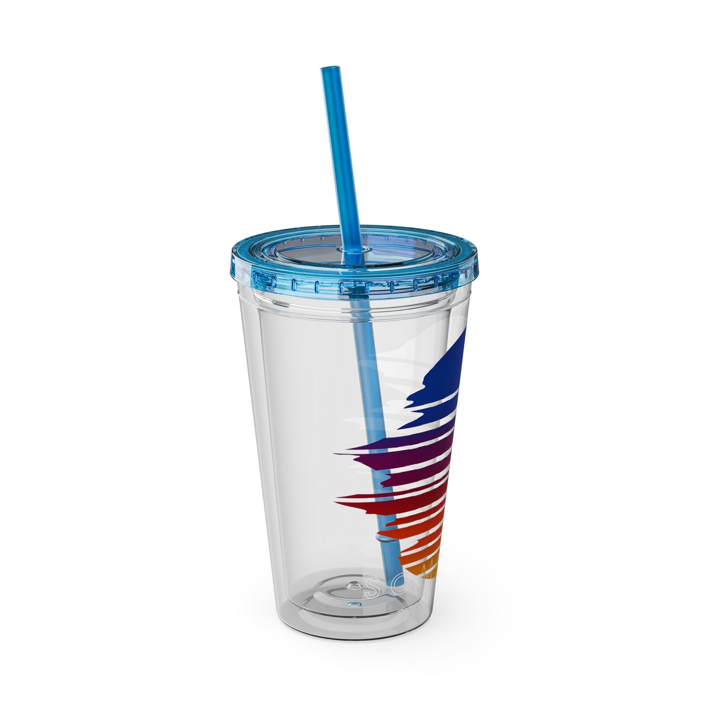 SOMNITECT Vaporwave Sunsplash Tumbler with Straw, 16oz