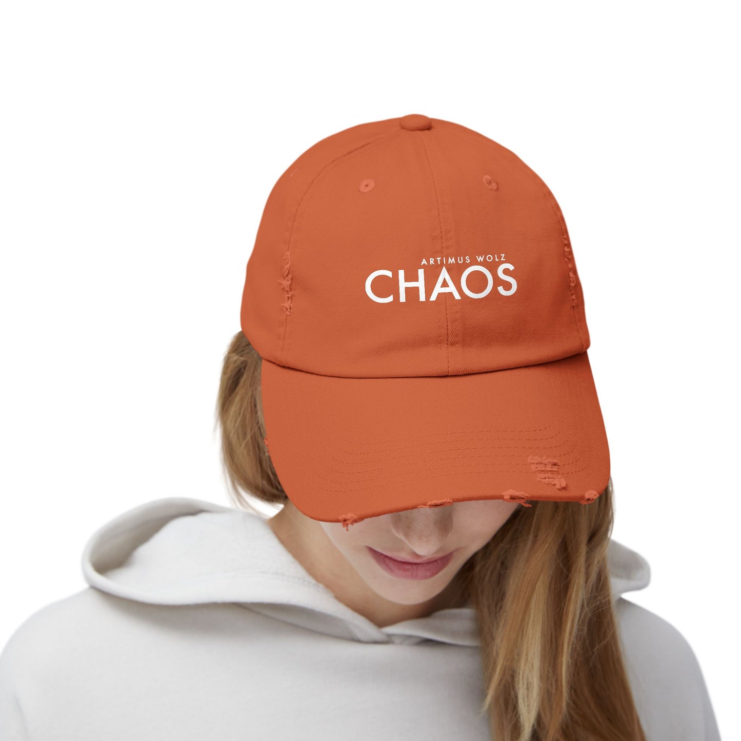 Artimus Wolz Chaos Unisex Distressed Cap (White Font)