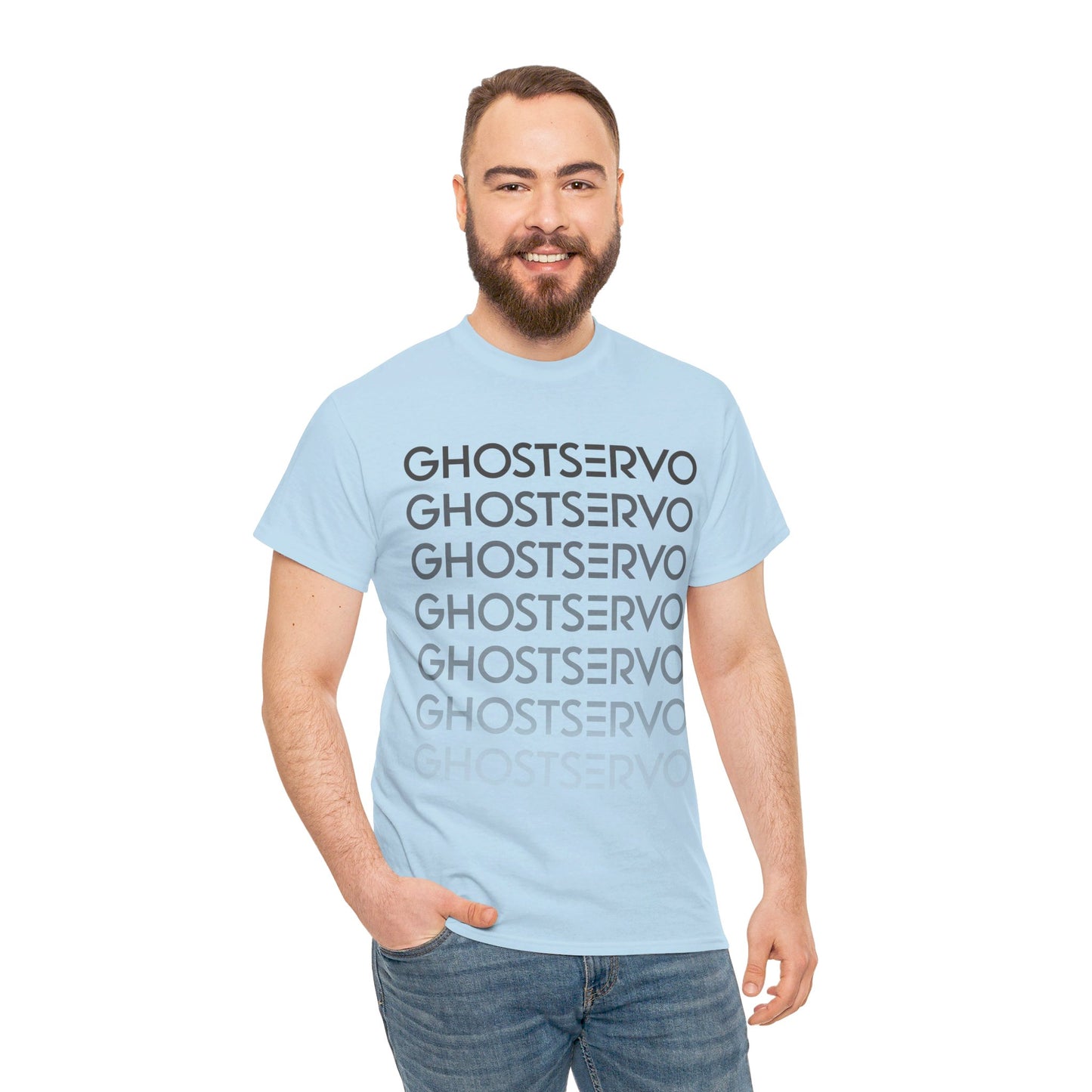 Ghost Servo Gray Ombre Fade Crew Neck Tee