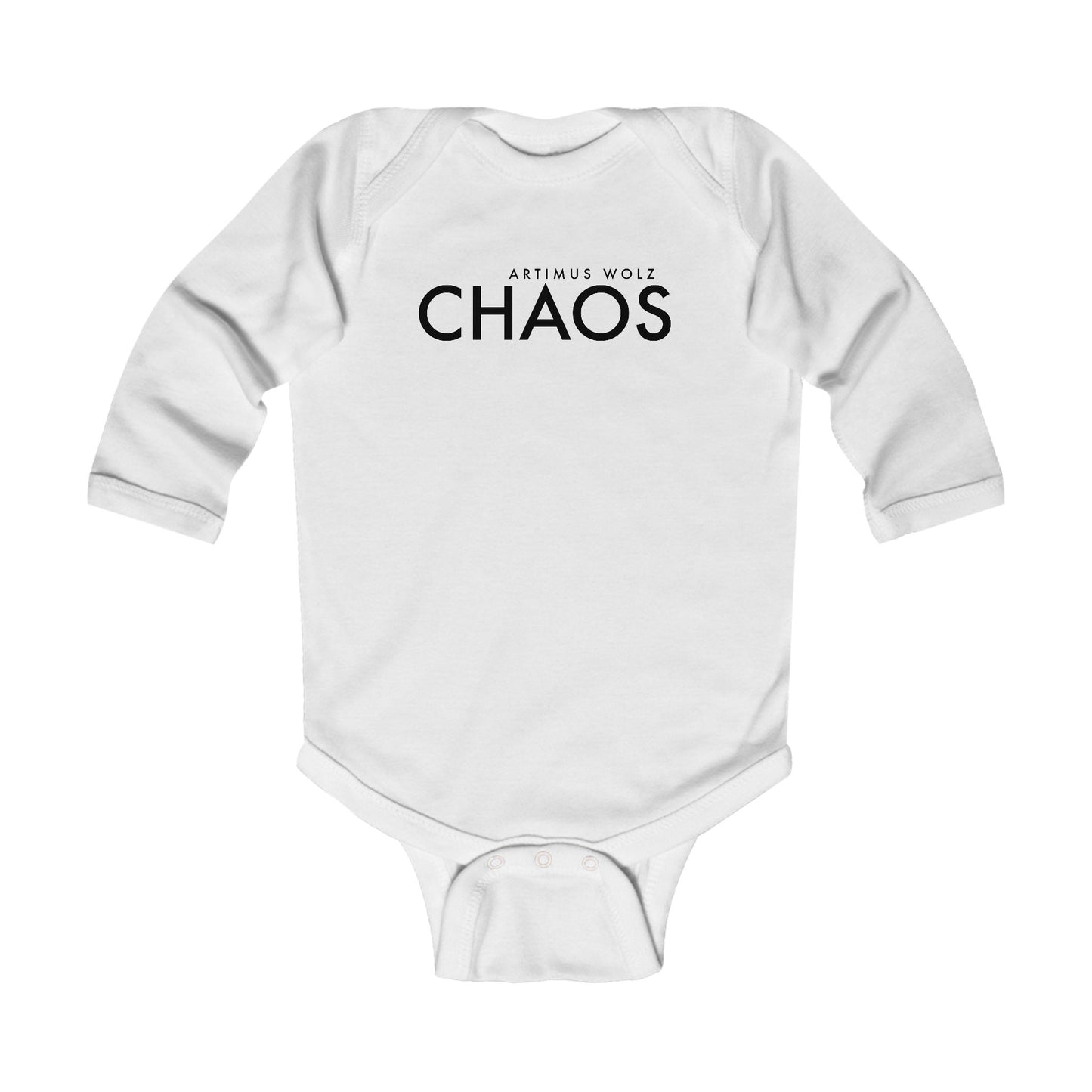 Artimus Wolz Chaos Baby Long Sleeve Bodysuit (Black logo)