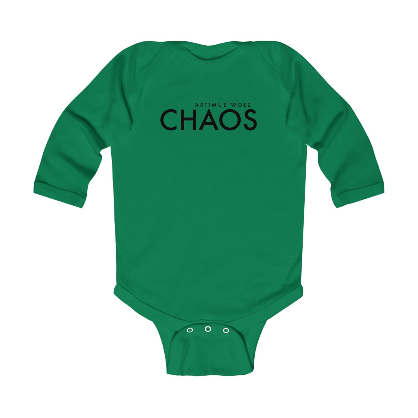 Artimus Wolz Chaos Baby Long Sleeve Bodysuit (Black logo)