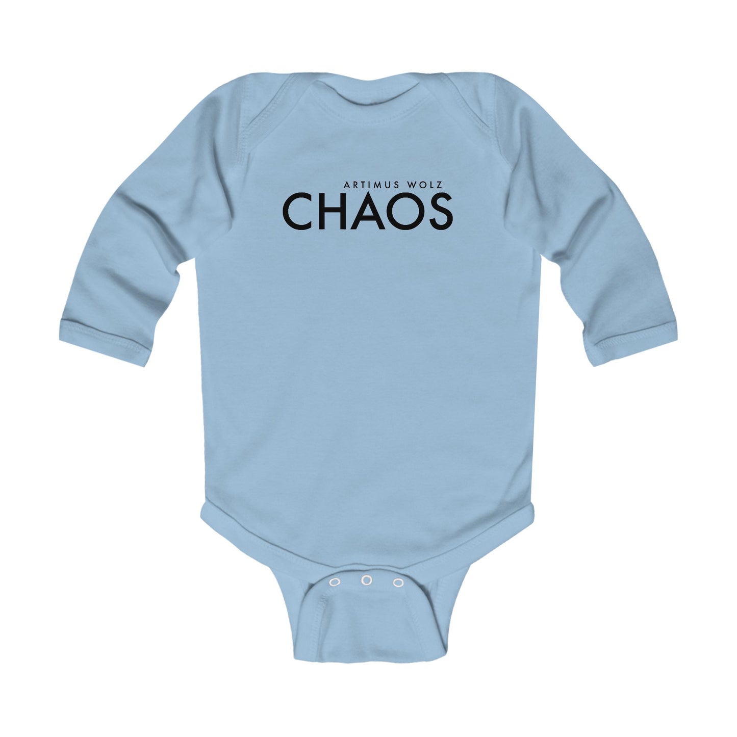 Artimus Wolz Chaos Baby Long Sleeve Bodysuit (Black logo)