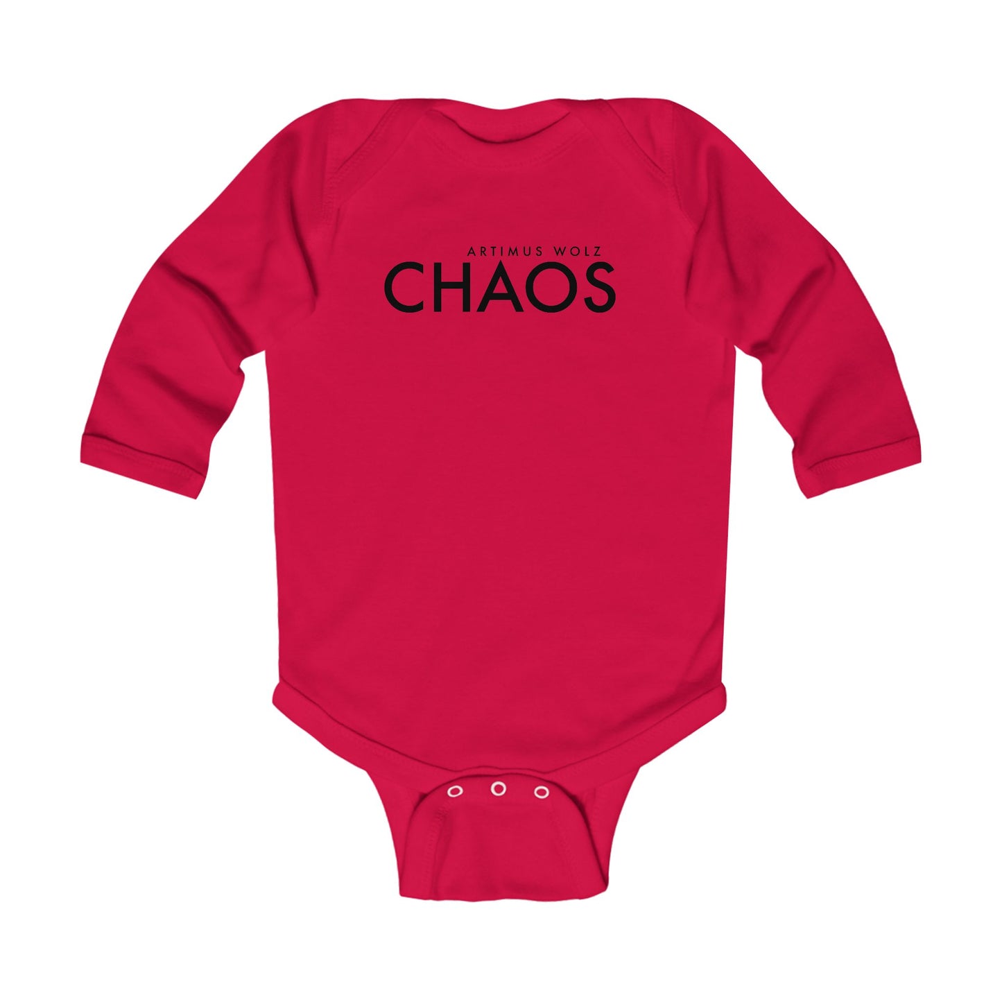 Artimus Wolz Chaos Baby Long Sleeve Bodysuit (Black logo)