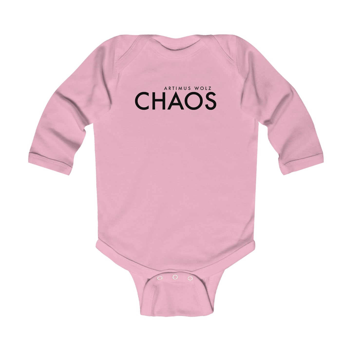 Artimus Wolz Chaos Baby Long Sleeve Bodysuit (Black logo)