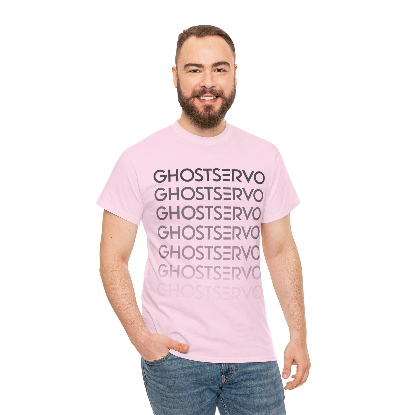 Ghost Servo Gray Ombre Fade Crew Neck Tee