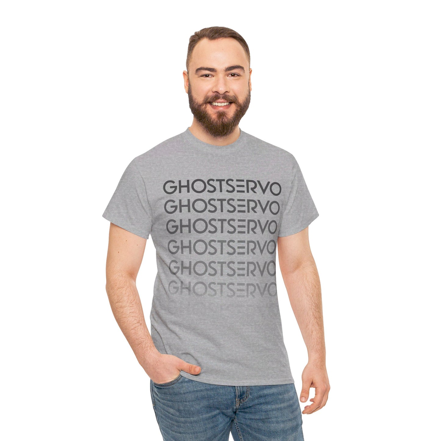 Ghost Servo Gray Ombre Fade Crew Neck Tee