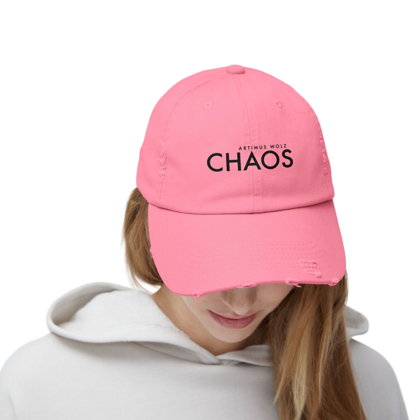 Artimus Wolz Chaos Unisex Distressed Cap (Black Font)