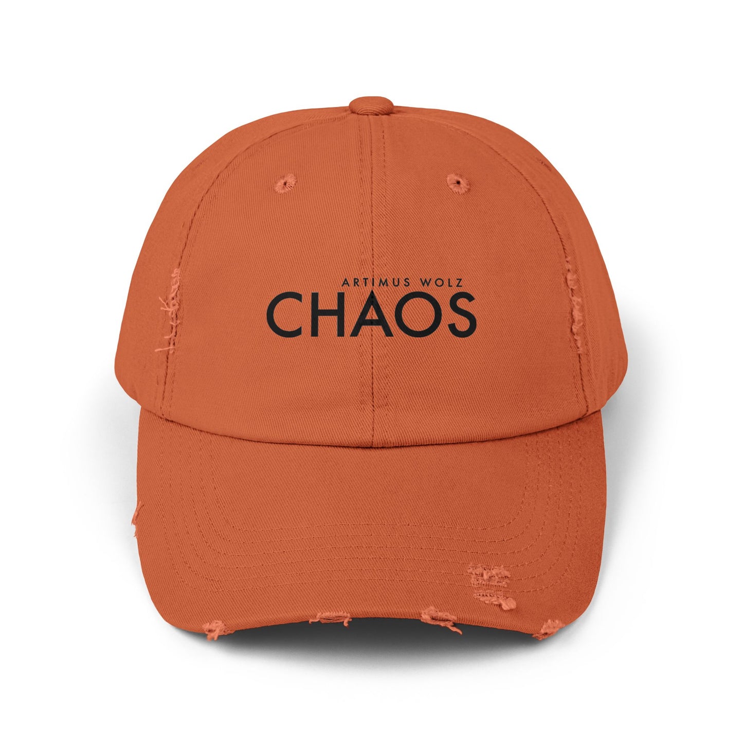 Artimus Wolz Chaos Unisex Distressed Cap (Black Font)