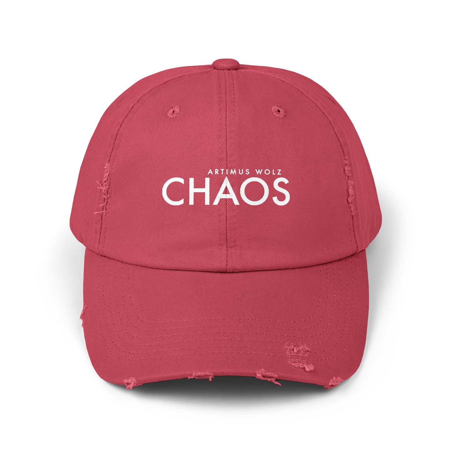 Artimus Wolz Chaos Unisex Distressed Cap (White Font)