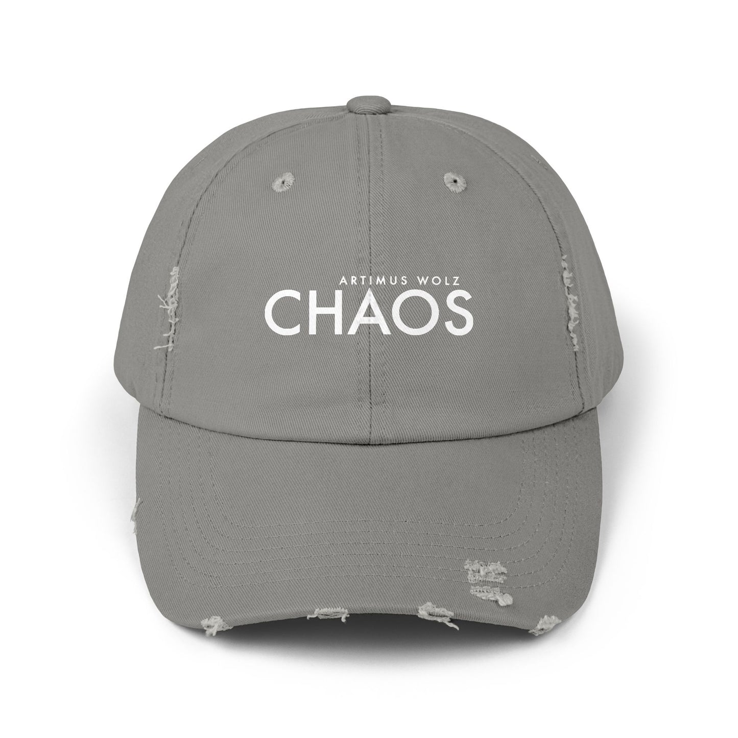 Artimus Wolz Chaos Unisex Distressed Cap (White Font)