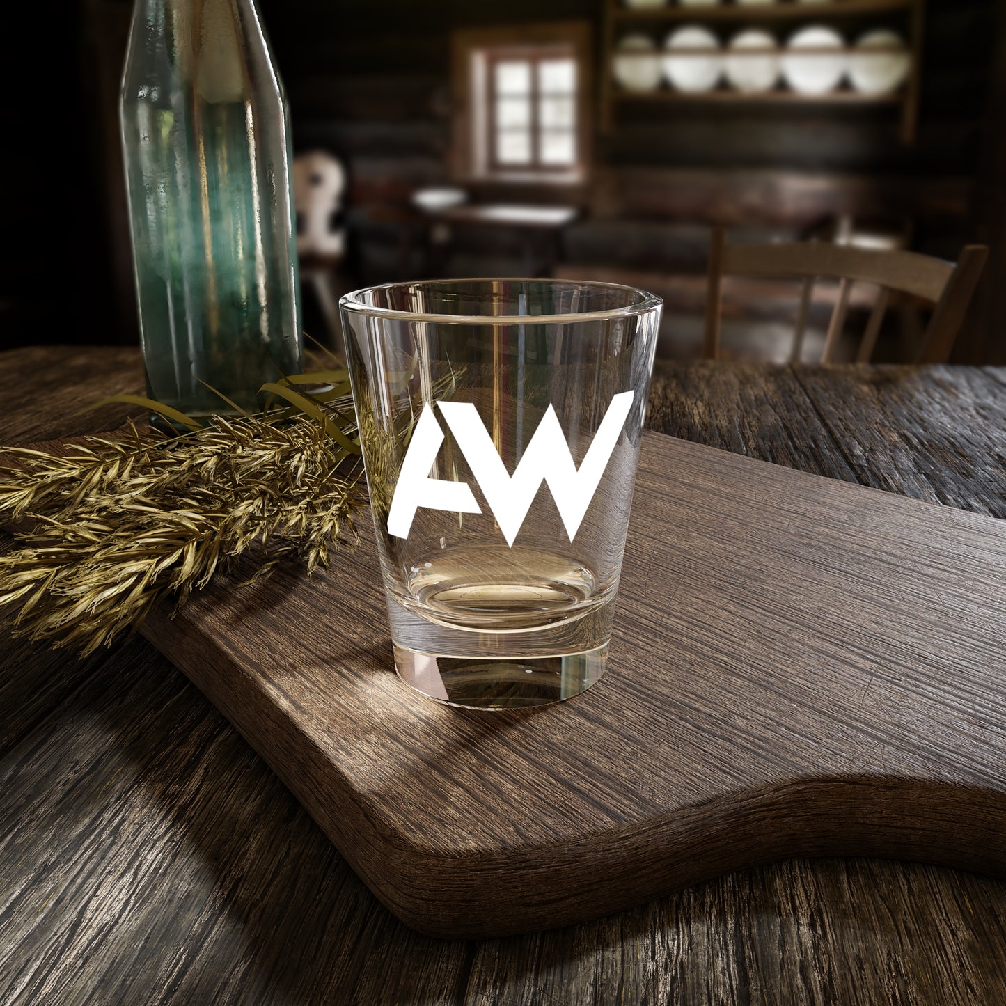 AW White Logo Shot Glass