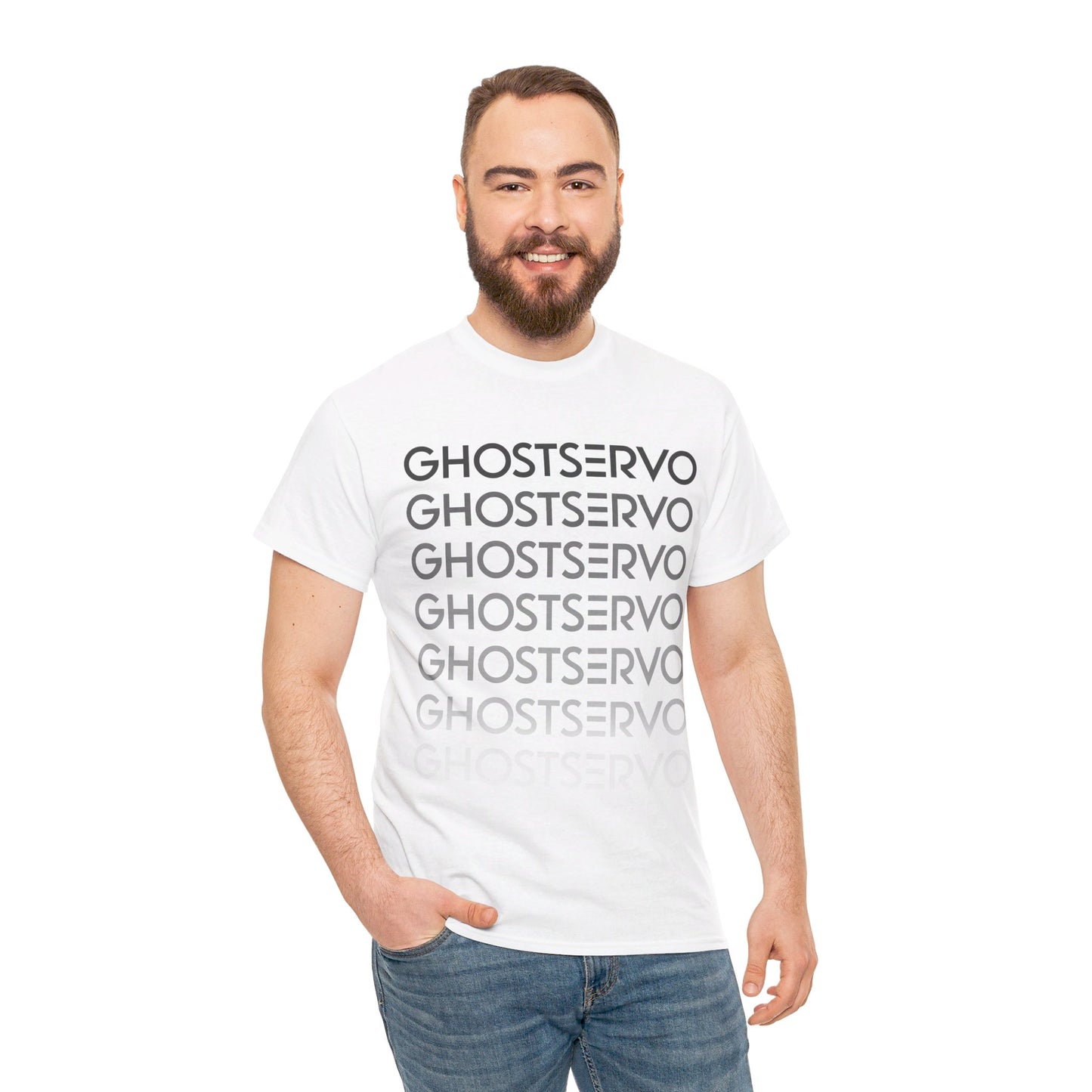 Ghost Servo Gray Ombre Fade Crew Neck Tee