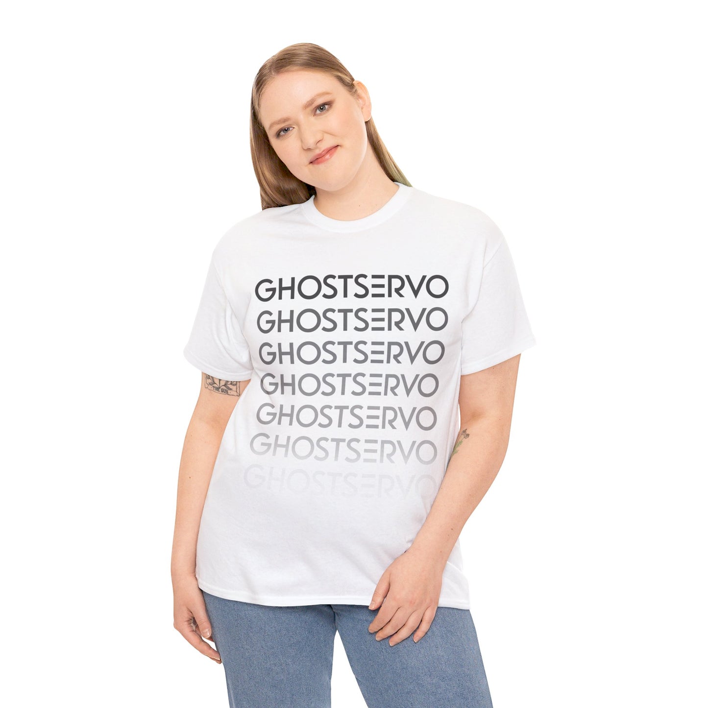 Ghost Servo Gray Ombre Fade Crew Neck Tee