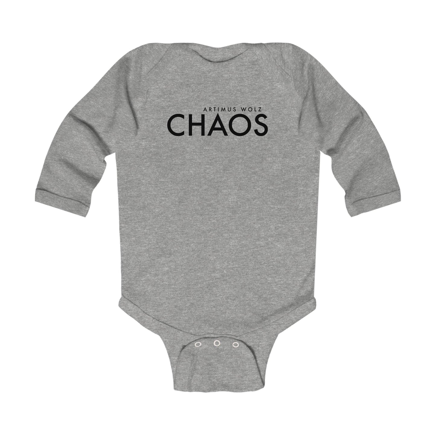 Artimus Wolz Chaos Baby Long Sleeve Bodysuit (Black logo)