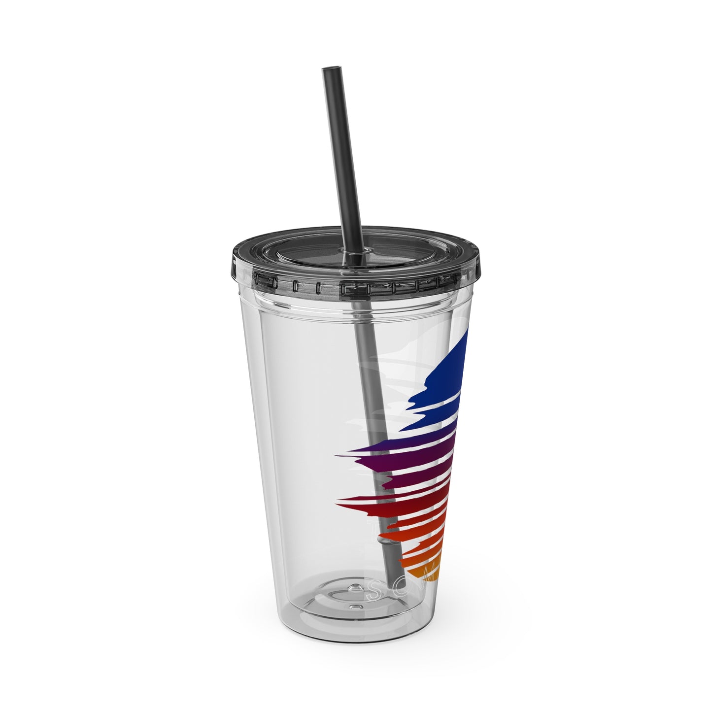 SOMNITECT Vaporwave Sunsplash Tumbler with Straw, 16oz