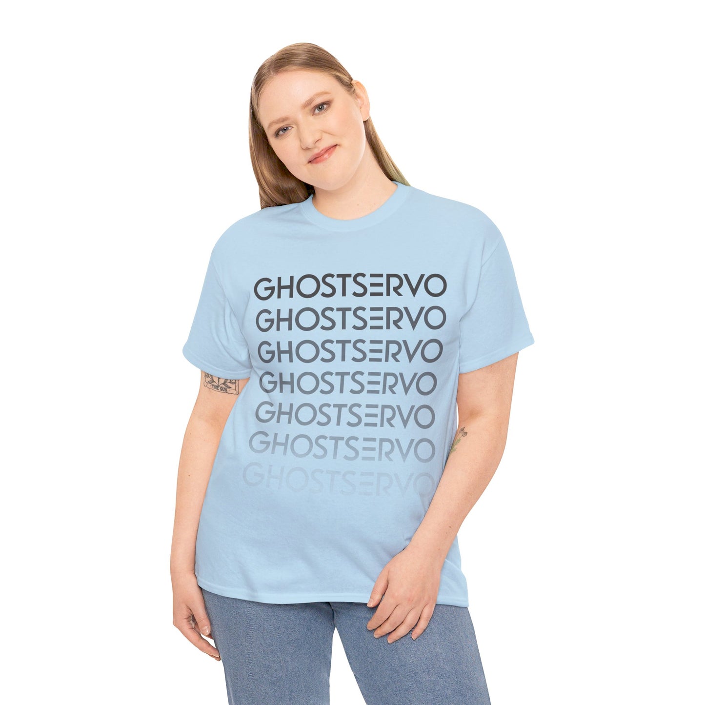 Ghost Servo Gray Ombre Fade Crew Neck Tee