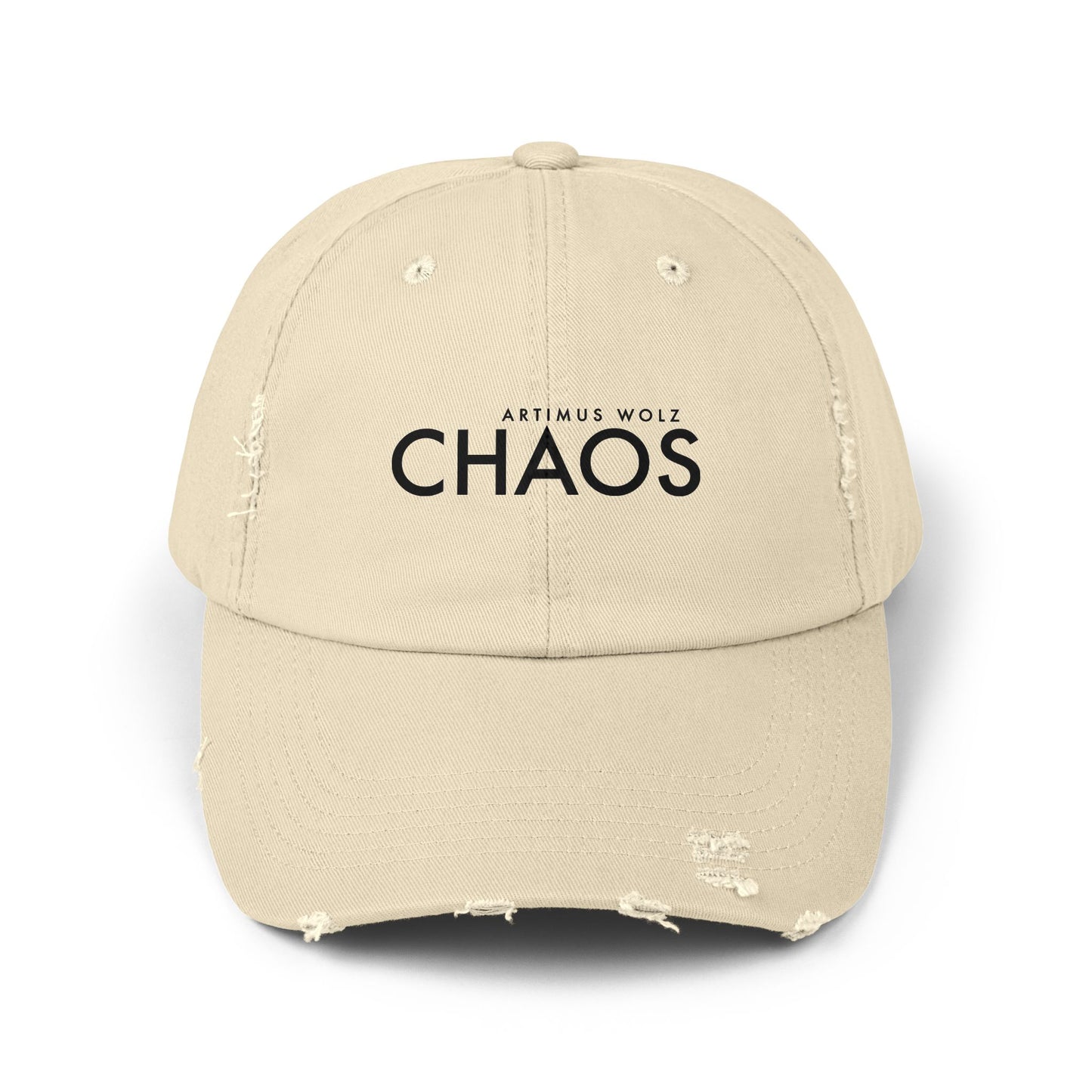 Artimus Wolz Chaos Unisex Distressed Cap (Black Font)