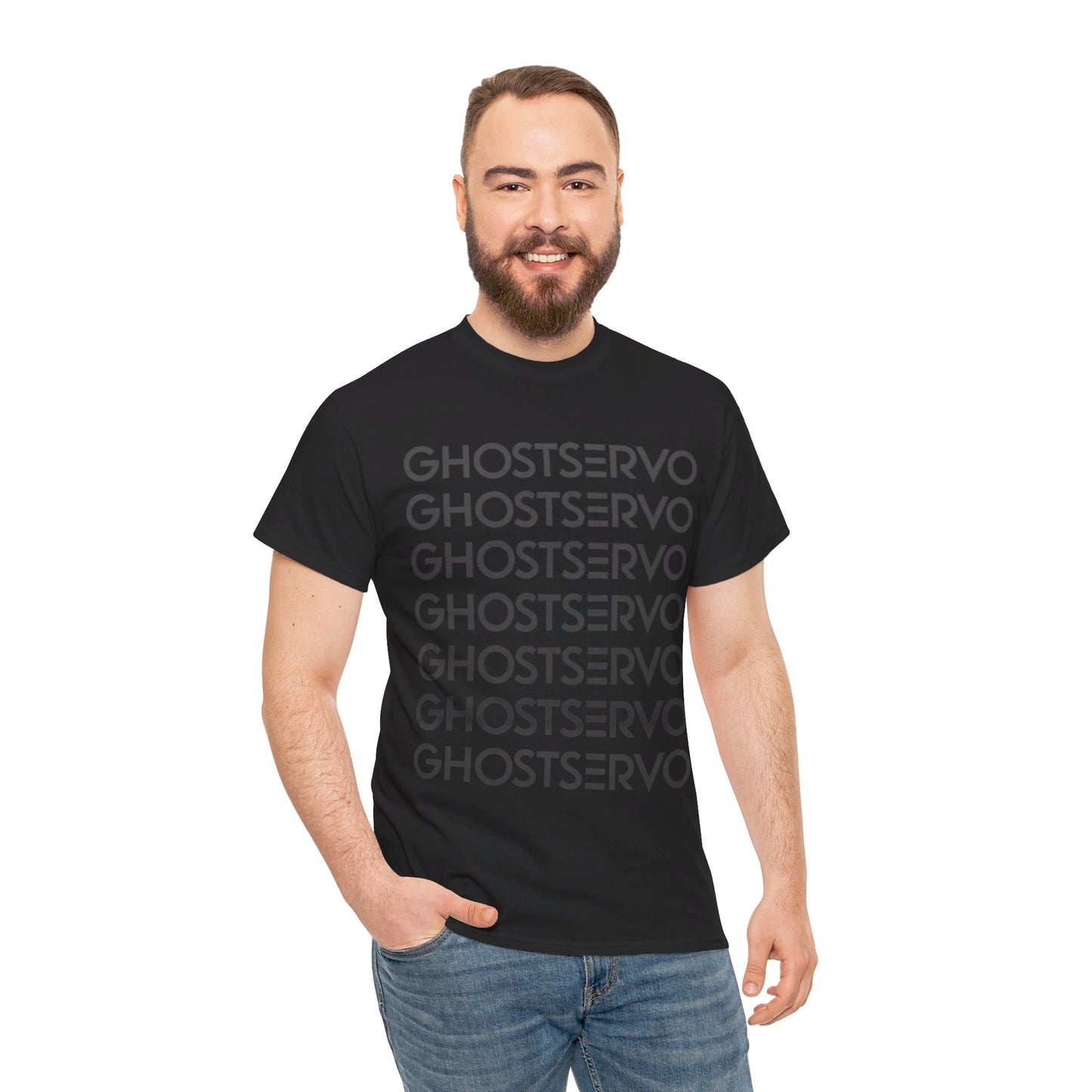 Ghost Servo Gray Ombre Fade Crew Neck Tee