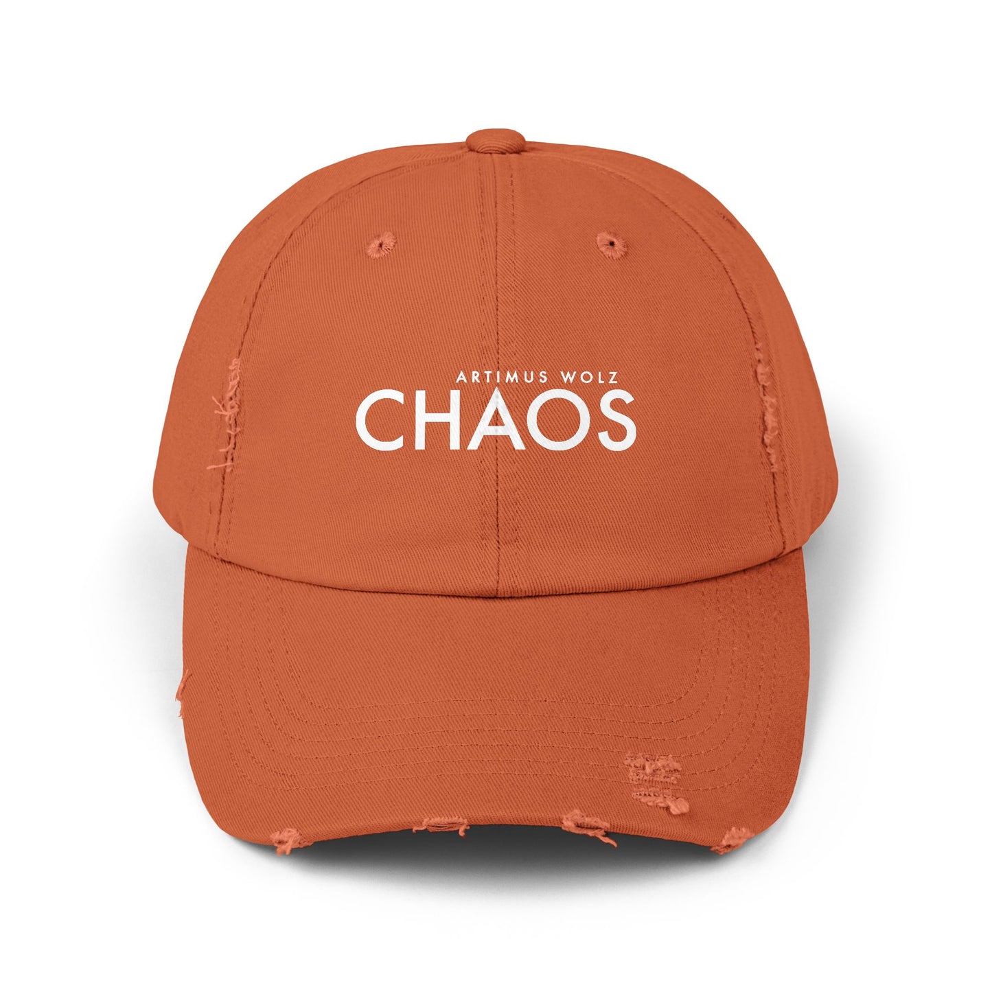 Artimus Wolz Chaos Unisex Distressed Cap (White Font)