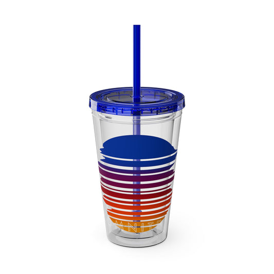 SOMNITECT Vaporwave Sunsplash Tumbler with Straw, 16oz