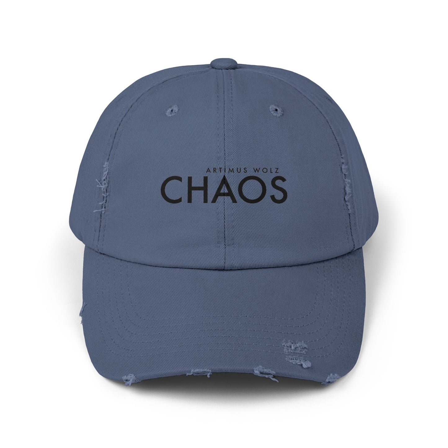 Artimus Wolz Chaos Unisex Distressed Cap (Black Font)