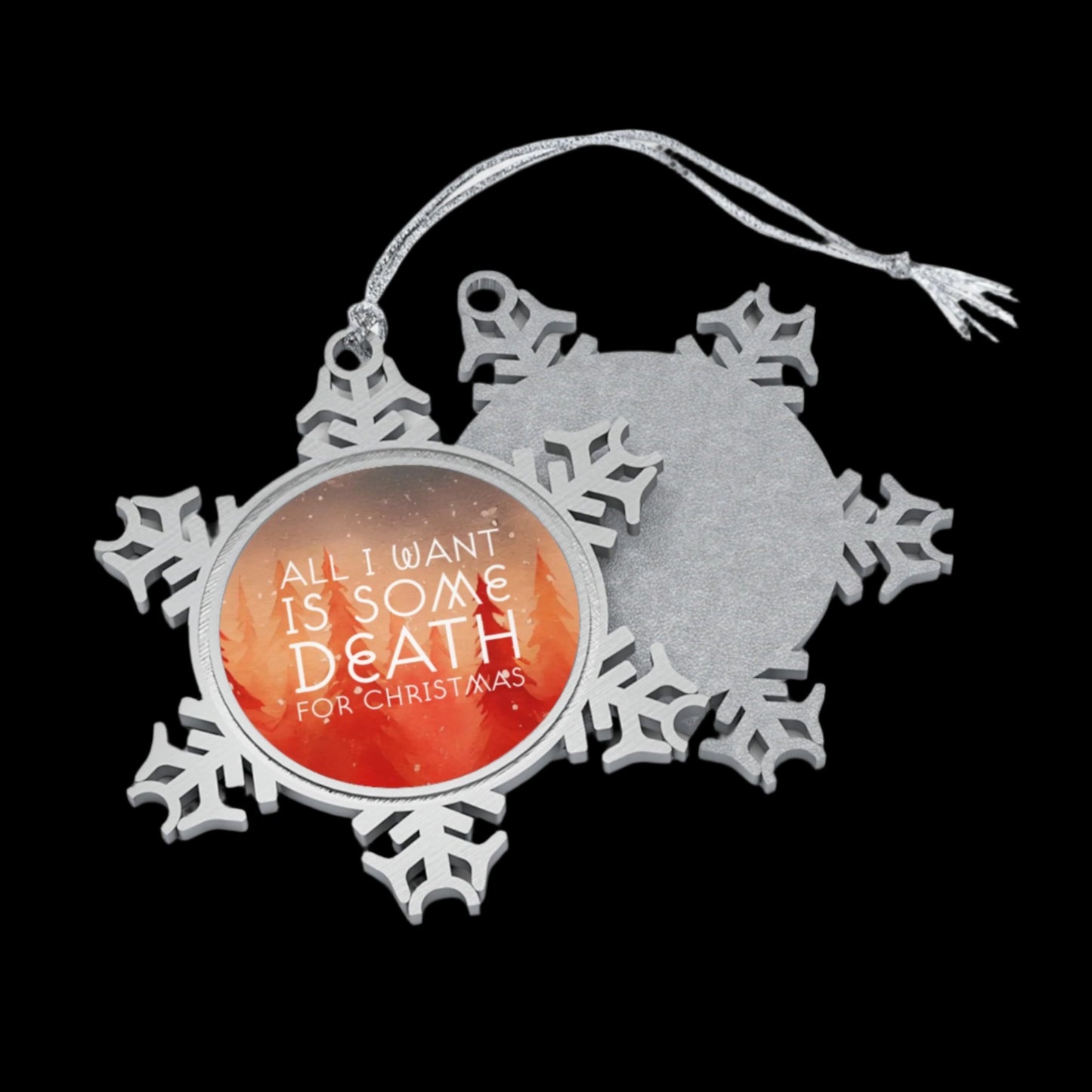 Death for Christmas Pewter Snowflake Ornament