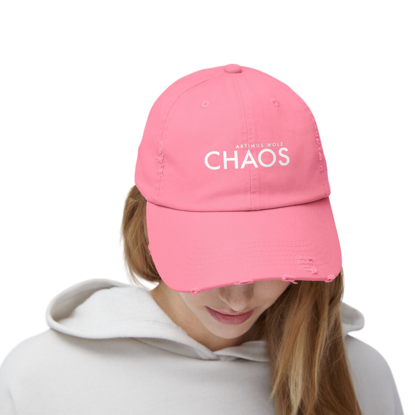 Artimus Wolz Chaos Unisex Distressed Cap (White Font)