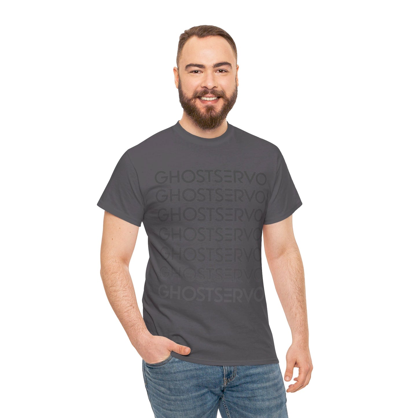 Ghost Servo Gray Ombre Fade Crew Neck Tee