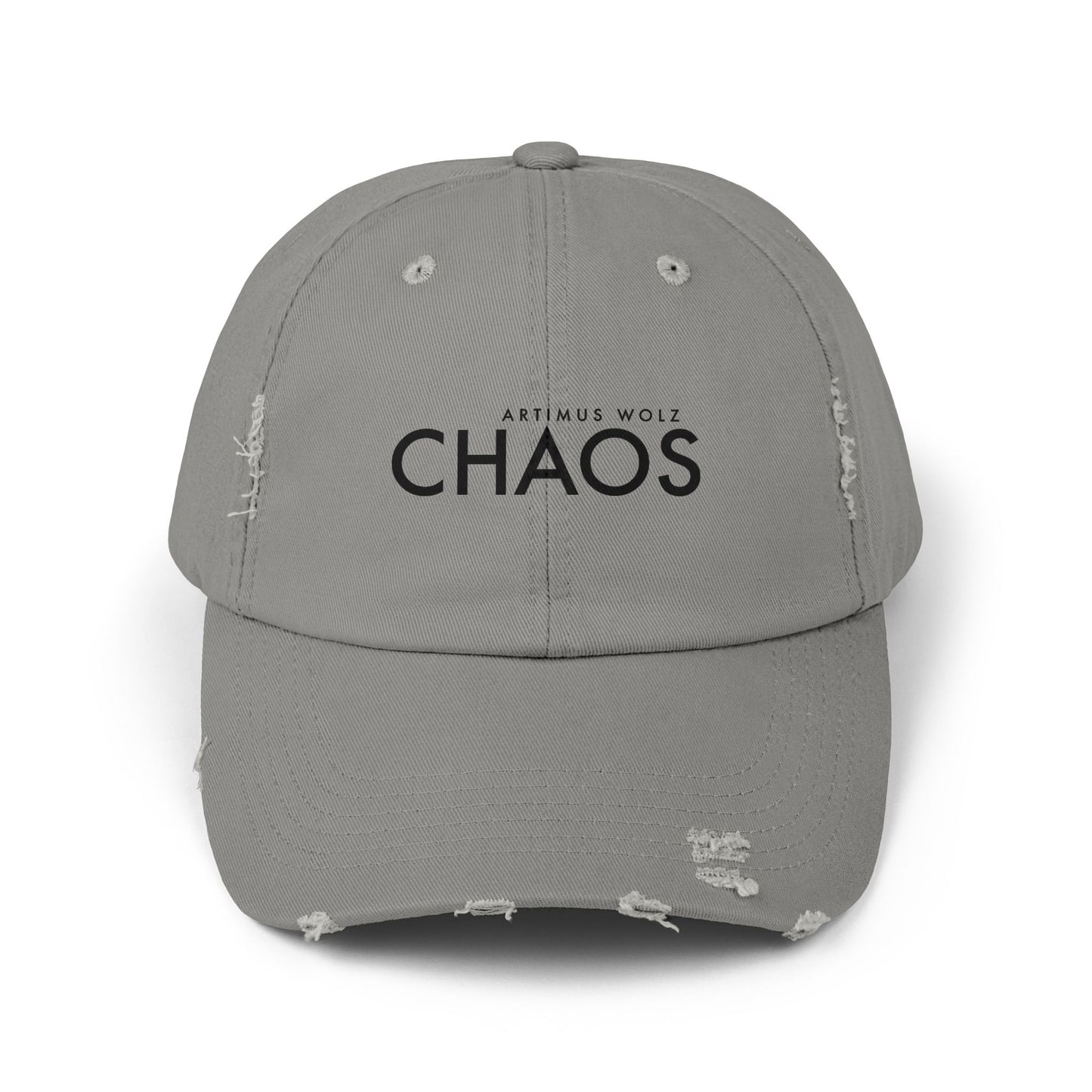 Artimus Wolz Chaos Unisex Distressed Cap (Black Font)