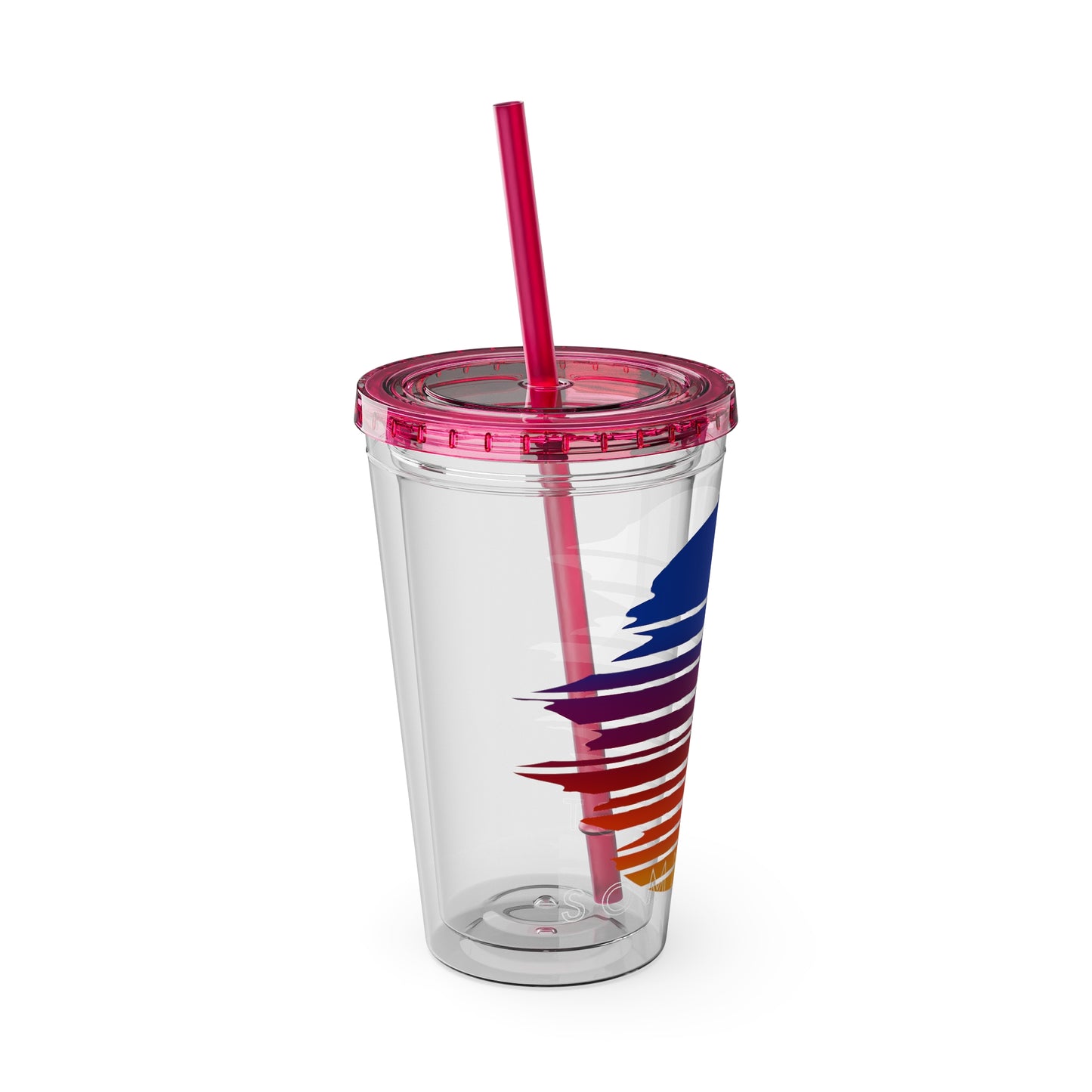 SOMNITECT Vaporwave Sunsplash Tumbler with Straw, 16oz